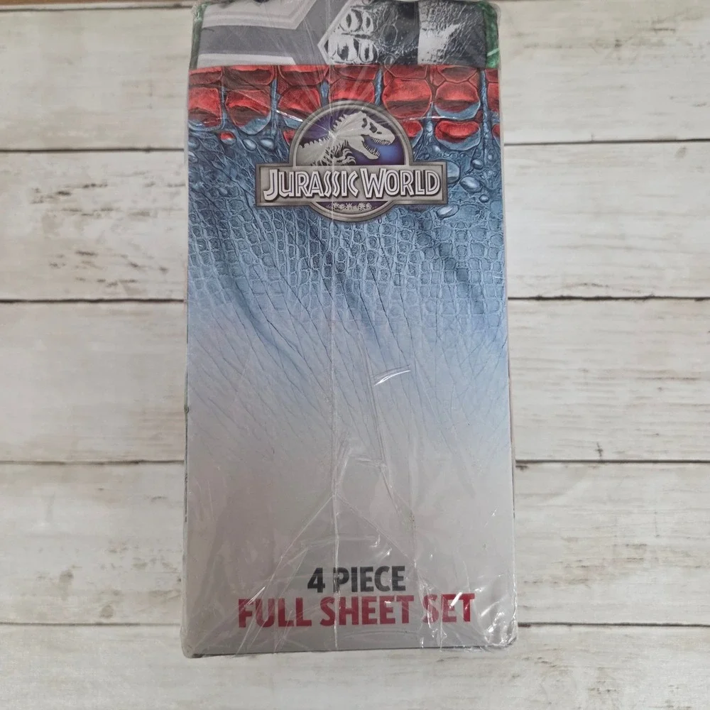 Jurassic World Sheet Set Boys Full Blue 4 Piece Microfiber Dinosaur T-Rex New